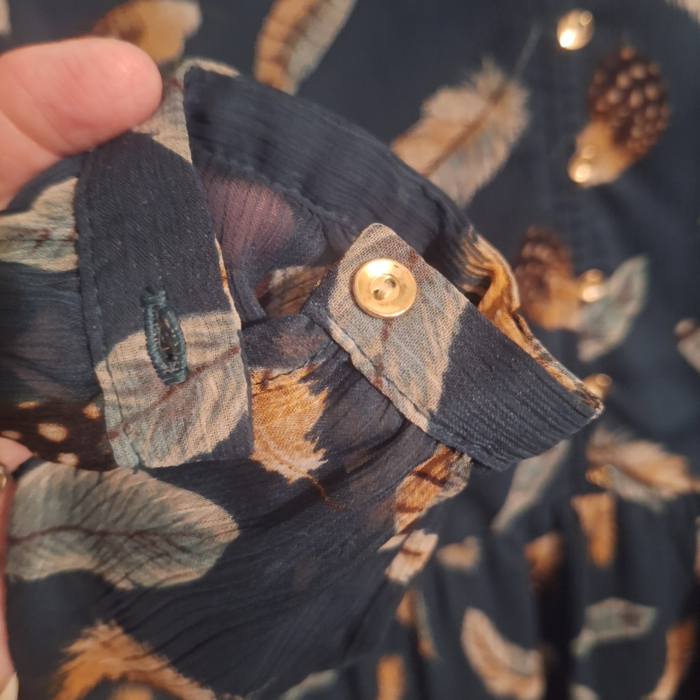 LOFT Teal Leaf Pattern Mini Dress - image 6